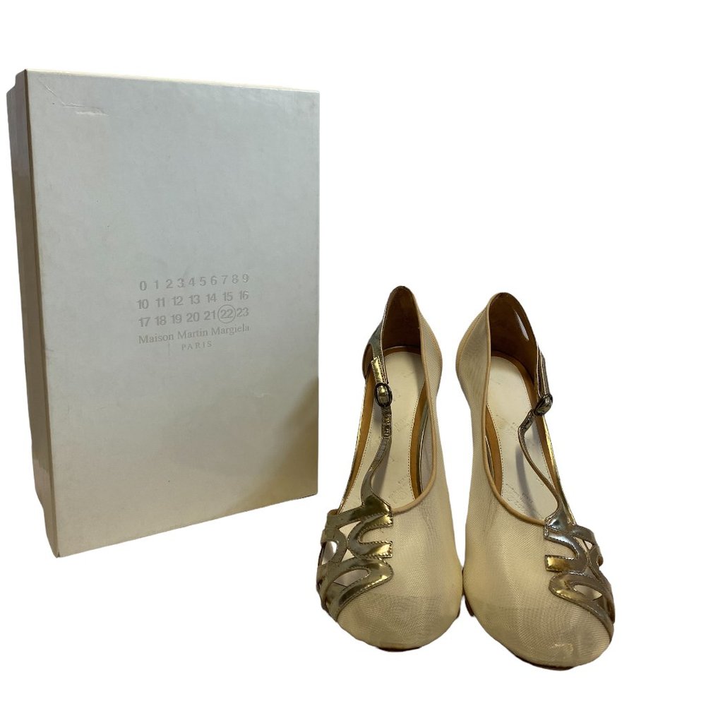 Avant Garde Margiela Gold and Mesh Illusion Heels Size 40 Unworn